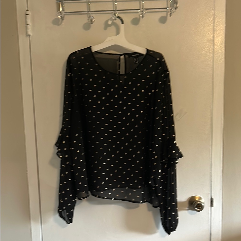 Black Polka Dot Women's Top